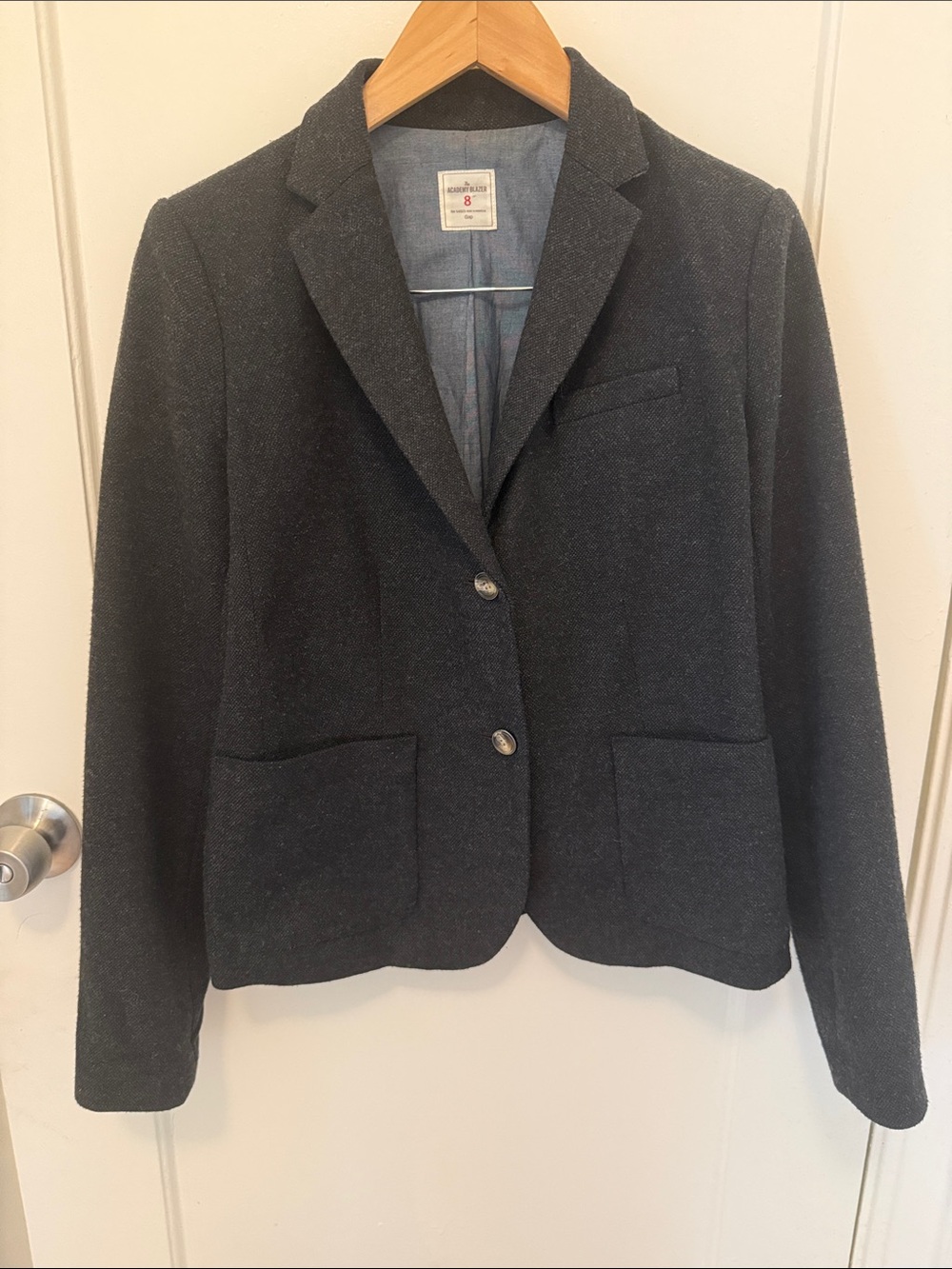 Dark Gray Women's Gap Academy Wool Blend Tweed Blazer